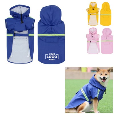 Waterproof Adjustable Dog Raincoat with Hood and Reflective Strips