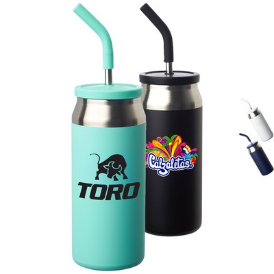 22 oz Can-Shaped Sydney Tumbler with Straw and Silicone Lid