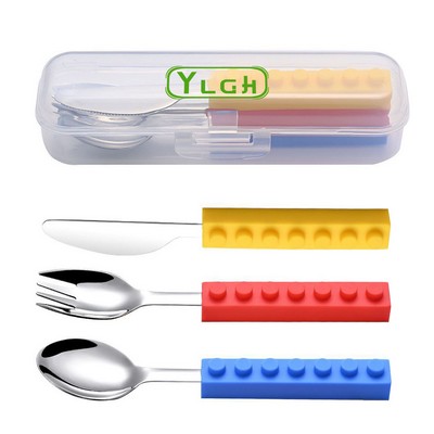 Blocks Handle 3 Pieces Cutlery Set with Case