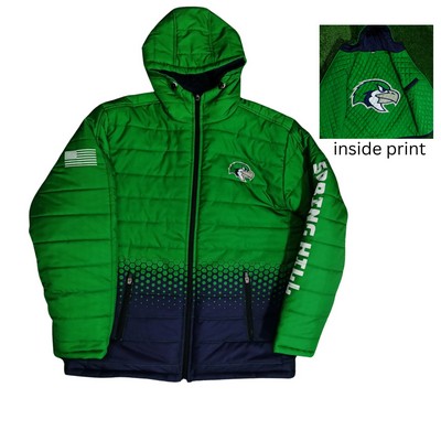 Full Zip Hooded Puffer Jacket - Sublimated