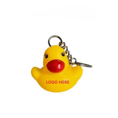 Yellow Soft PVC 3D Animal Rubber Duck Keychain