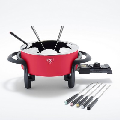 GreenLife Healthy Ceramic Nonstick Fondue Part Set Red