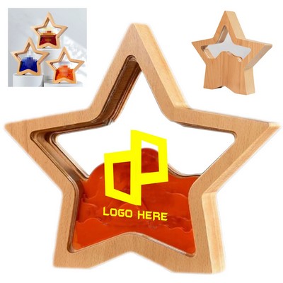 Acrylic Star Shape Award With Wooden Frame