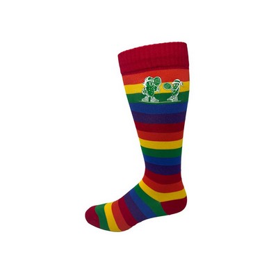 Flat Knit Rainbow Polyester Knee High Sock w/Direct to Film