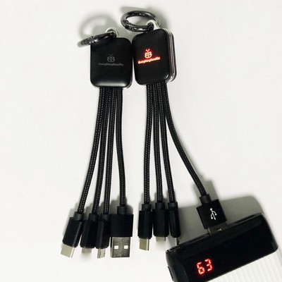 Black 3in1 Charging Cable With Custom LED Luminous Lighting Logo