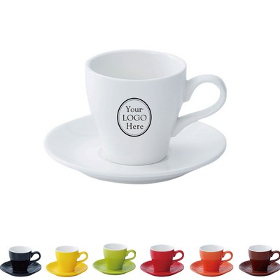 6 Oz Ceramic Coffee Cup Set (Cup & Saucer)