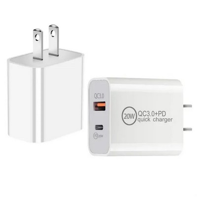 Dual USB C and USB A Wall Charger with Dual Port Fast Charging