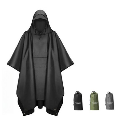 Hooded Rain Poncho with Pocket