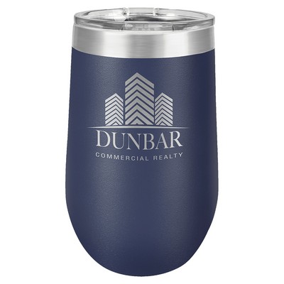 Navy Blue Polar Camel 16 oz Stemless Wine Tumbler with a Clear Lid