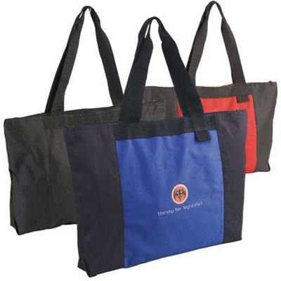 Jumbo 2 Tone Tote Bag w/ Zipper Closure