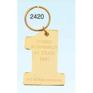 Gold Plated Solid Brass #1 Key Ring