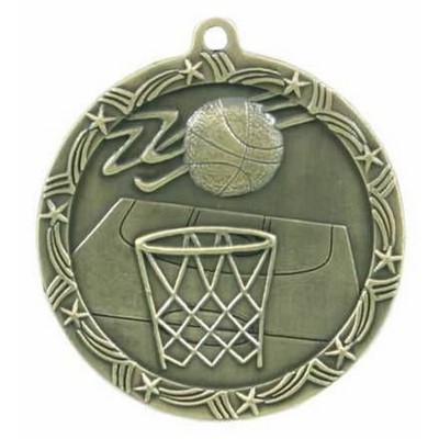 Medal, "Basketball" Shooting Star - 2 1/2" Dia.