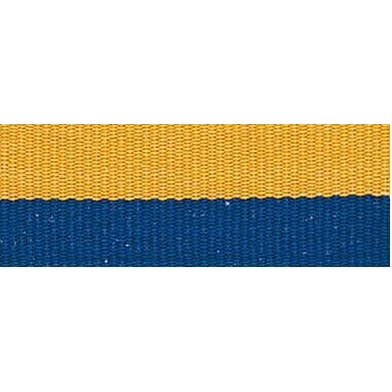 "V" Neck Ribbon - Blue/Gold - Snap Clip - 1-1/2" Wide x 32" Long