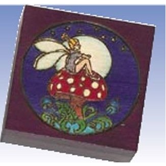 Bryon Allen Dark Purple Wood Box Fairy On Mushroom (4-7/8"x4-5/8"x2")