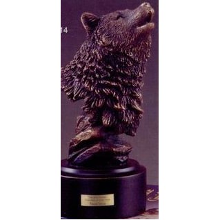 Brown Bear Head on Rock Platform Trophy w/Round Base (7" High)