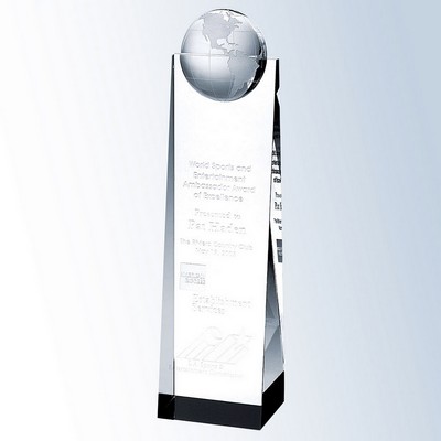 Crystal Globe Tower Award, Small (2-3/4"x9")