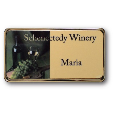 Name Badge - White Metal Insert Inside Gold Frame (1 5/8"X3")