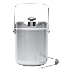 Brushed Stainless Steel Round Ice Bucket w/Tongs