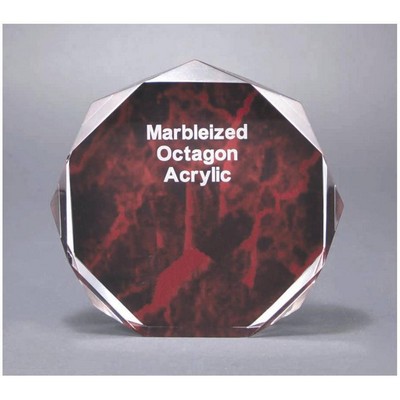 Octagon Acrylic Red Marbelized Award - 5" Diameter