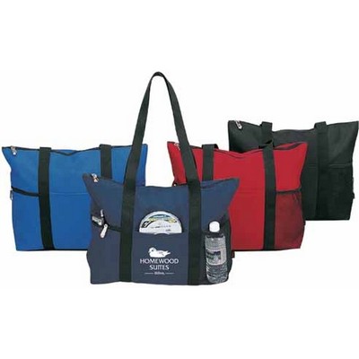 600D Denier RipStop Polyester Zipper Travel Tote