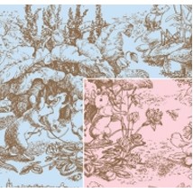 Reversible Baby Toile Gift Wrap (833')