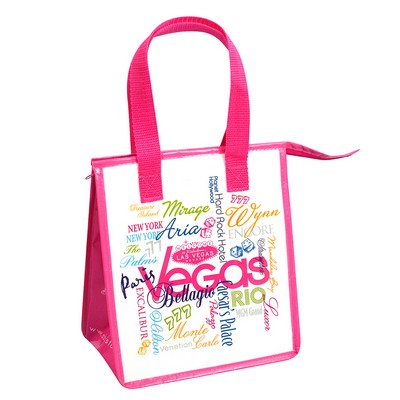 Full-Color 120g Laminated Non-Woven Insulated Lunch Bag w/Zipper Closure 9"x10"x5.5"