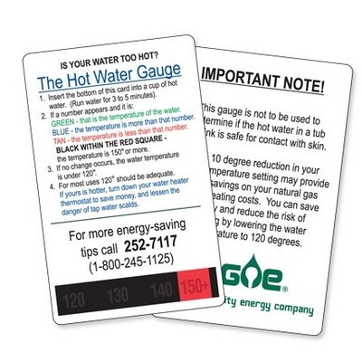 Hot Water Temperature Gauge Card