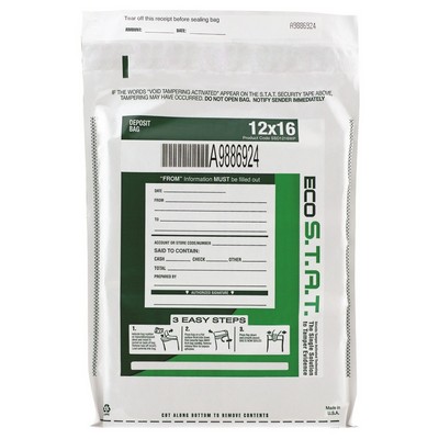 Eco Stat Cash, Evidence, Deposit, Security Bag w/Pocket (12" x 16")