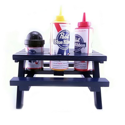 Plastic Picnic Table Holder w/ Condiment Bottles