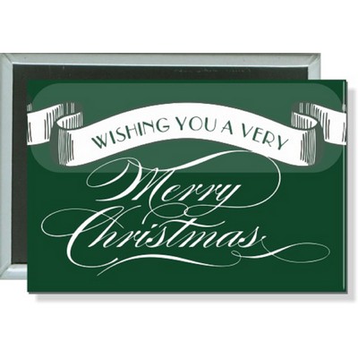 Christmas - Wishing You A Very Merry Christmas - 3 X 2 Inch Rect. Button