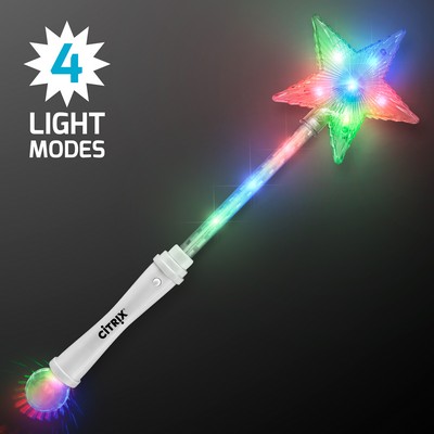 Custom Light Up White Super Star Princess Wand - Domestic Imprint