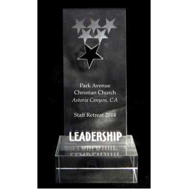 EXCLUSIVE! Acrylic and Crystal Engraved Award - 7" Tall Leadership Star