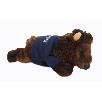 8" Plains Bison Stuffed Animal w/T-Shirt & One Color Imprint