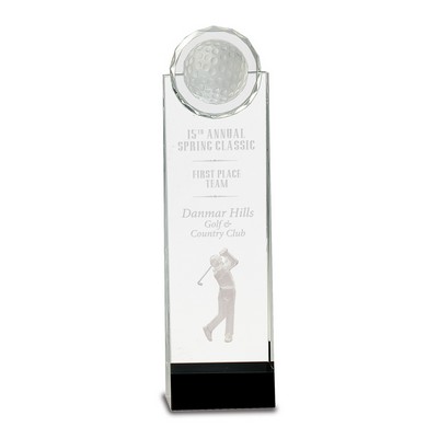 Clear & Black Crystal 3-D Golfer Stand-up Dome Award (11 1/4")