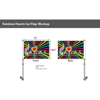 Rainbow Hearts Car Flag 10.5"X15"