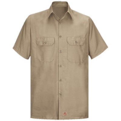 Red Kap™ Men's Short Sleeve Solid RipStop Shirt - Khaki Tan