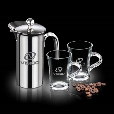 French Coffee Press & 2 Selkirk Mugs