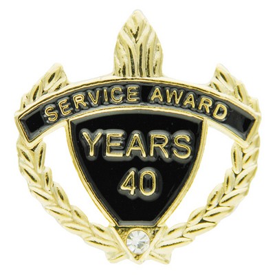 1¼" 40 Years of Service Award Lapel Pin w/Rhinestone