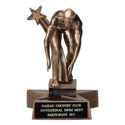 6¼" Resin Swimming Trophy w/Male Swimmer & Shooting Star