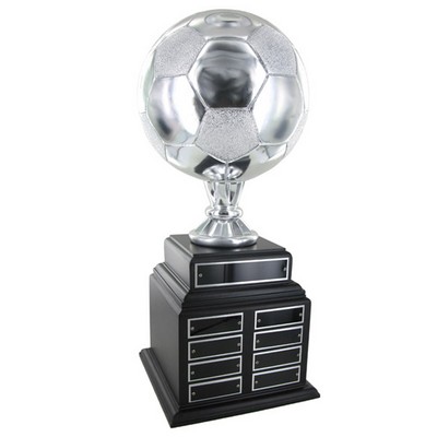 19" Silver Soccer Perpetual Trophy w/8" Silver Ball