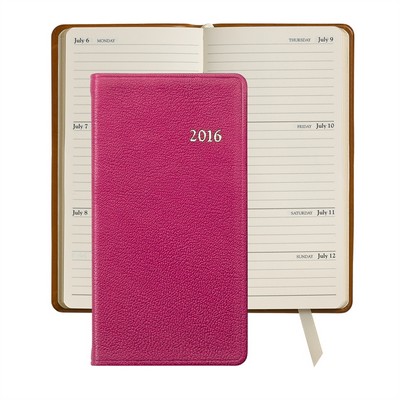 6" Personal Pocket Appointment Book W/ Brights Leather Cover