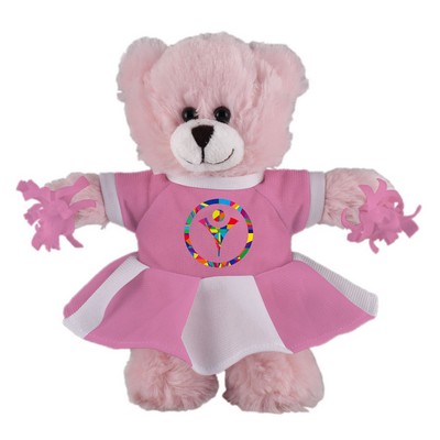 Soft Plush Stuffed Pink Bear with Cheerleader Outfit