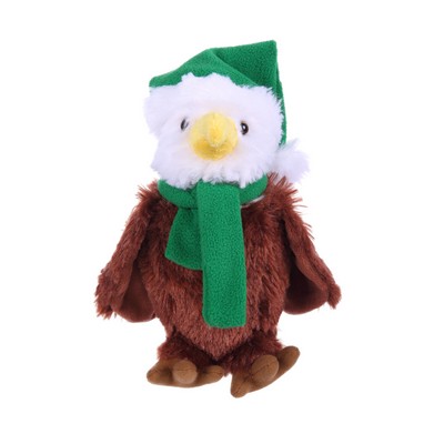 Soft Plush Stuffed Eagle with Christmas Hat and Scarf