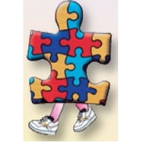 Walking Multi Color Puzzle Piece Lapel Pins