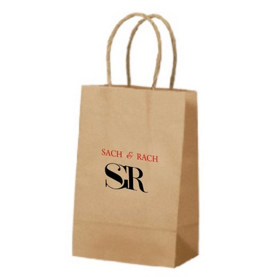 Recycled Natural Kraft Paper Shopping Bag 2C1S (5.25"x3.5"x8")