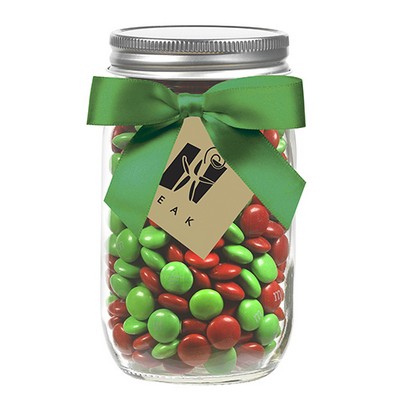 16 Oz. Glass Mason Jar - Holiday M&M's®