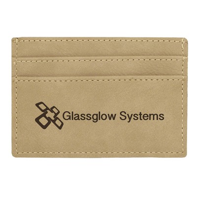 Leatherette Money Clip/Card Holder - Light Brown