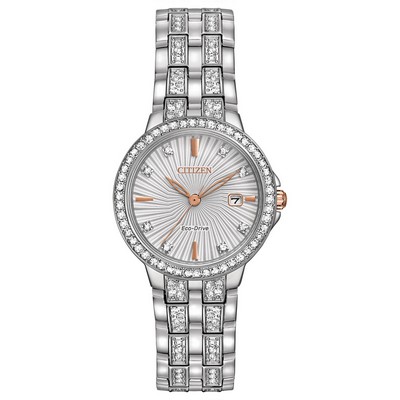 Citizen Ladies' Silhouette Crystal Eco-Drive Watch, SS, Two-tone Dial and Swarovski Crystals