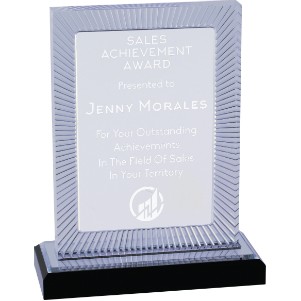 Carved Rectangle Impress Acrylic Award, Silver, 7 3/4"H