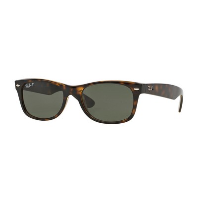 Ray-Ban® Tortoise Brown/Green Medium Frame Polarized™ New Wayfarer Sunglasses